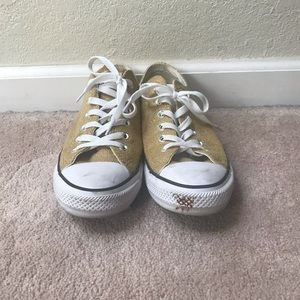 Gold Converse Low Top Sparkle Shiny Sneakers 10